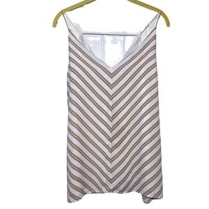 Loft Ann Taylor Women's Bar Back Cami Blouse Size M Stripes Mustard Black Ivory